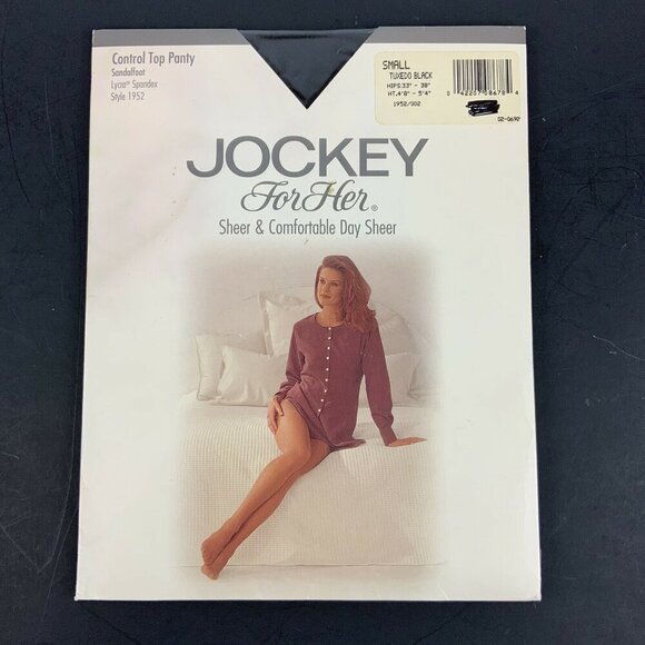 Jockey Accessories - Jockey For Her Day Sheer Pantyhose Sz Small Tuxedo Black Control Top Sandalfoot